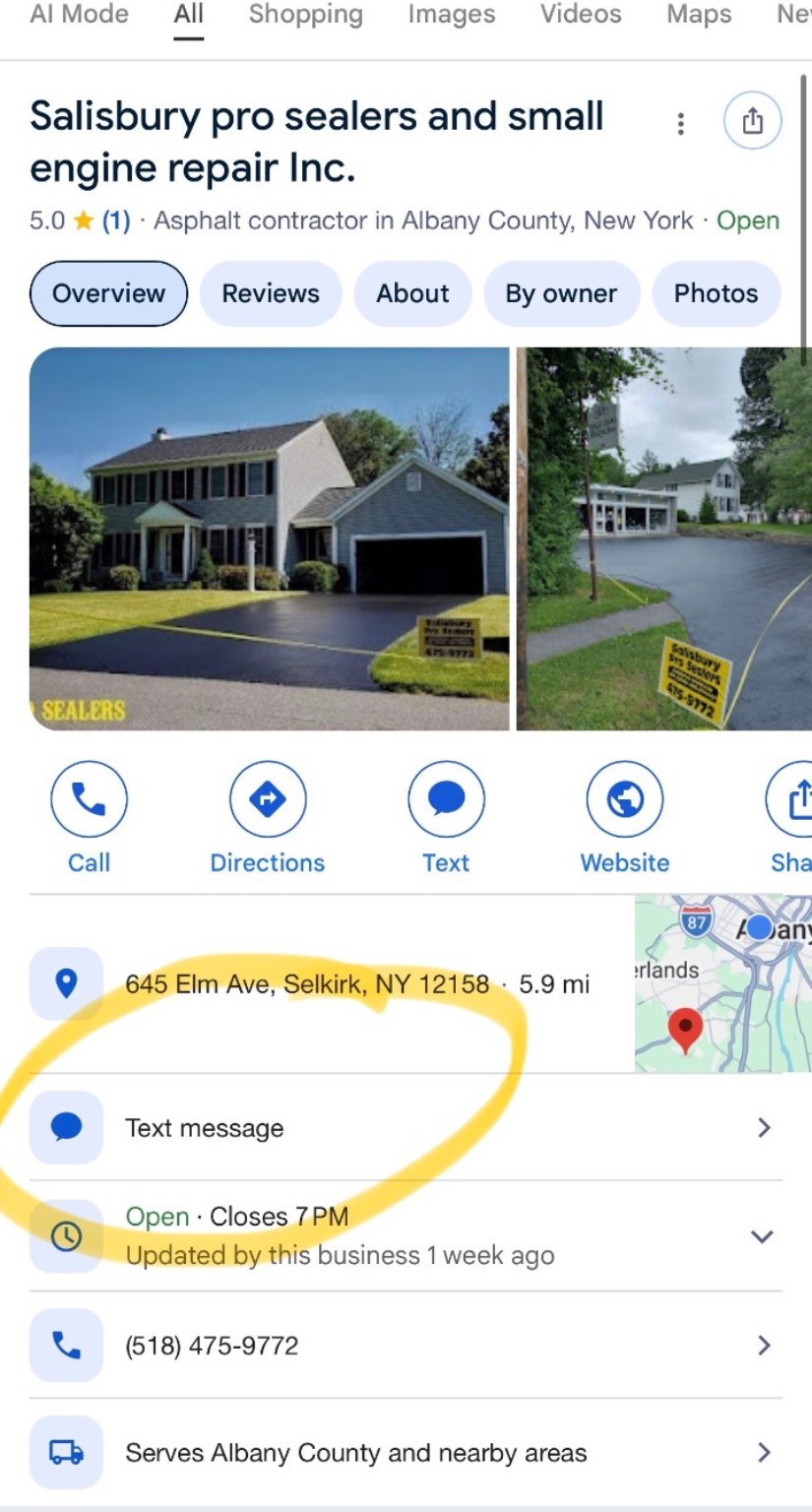 Earlier Google Business Profile showing one review