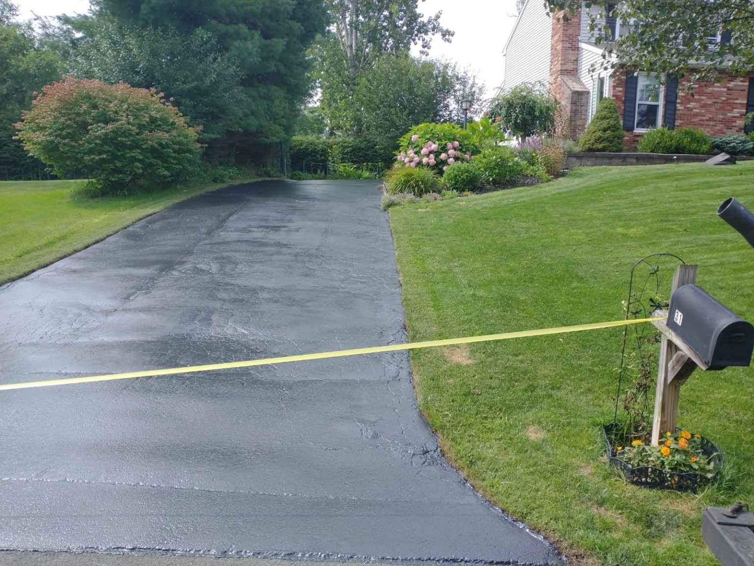 Driveway after sealcoating